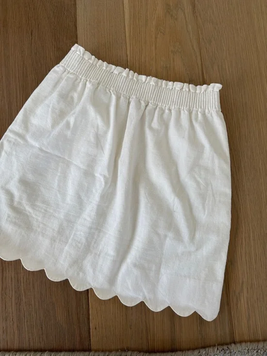 J Crew white Scalloped Mini Skirt linen Cotton blend - Picture 3 of 5